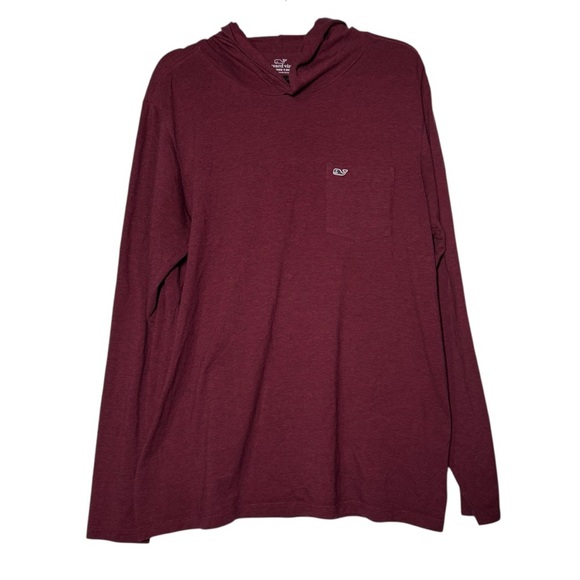 Vineyard Vines Lightweight Hoodie Wine Red Size Large Super Soft Whale Logo - Picture 1 of 7